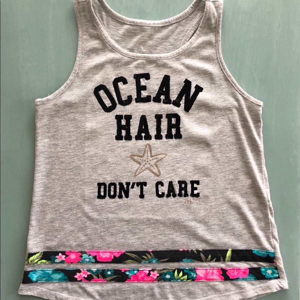 Justice size 14 gray tank floral w/ sequins